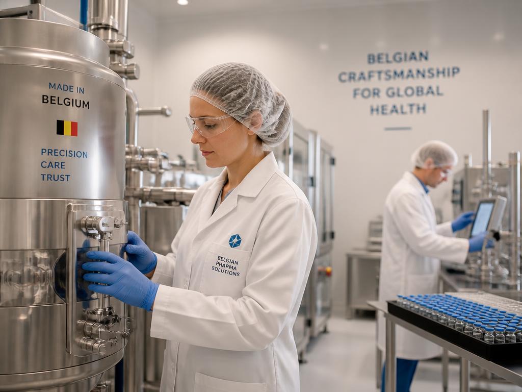 Veltrane scientists working in a modern Belgian pharmaceutical cleanroom